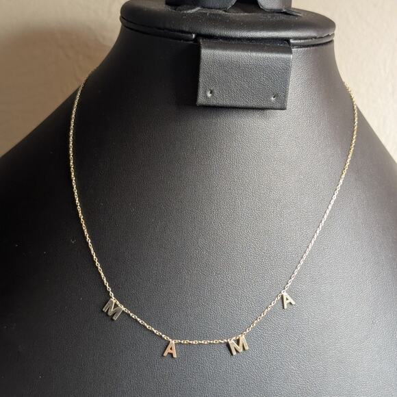 M A M A 925 Sterling Vermeil Yellow Tone Dainty 16"-18" Necklace - Picture 1 of 7